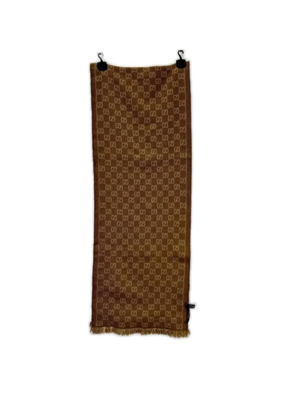 Gucci GG Pattern Fringe Wool Scarf